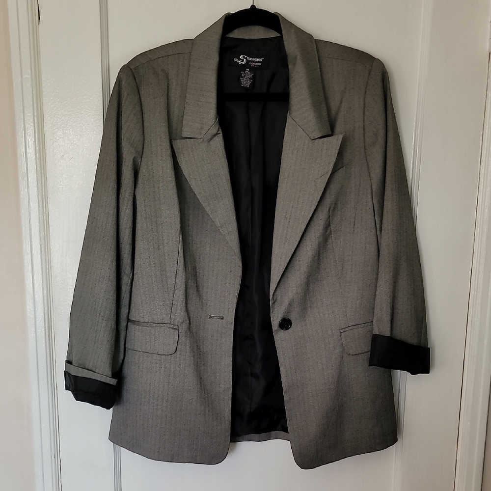 Gray Blazer with Black Accents